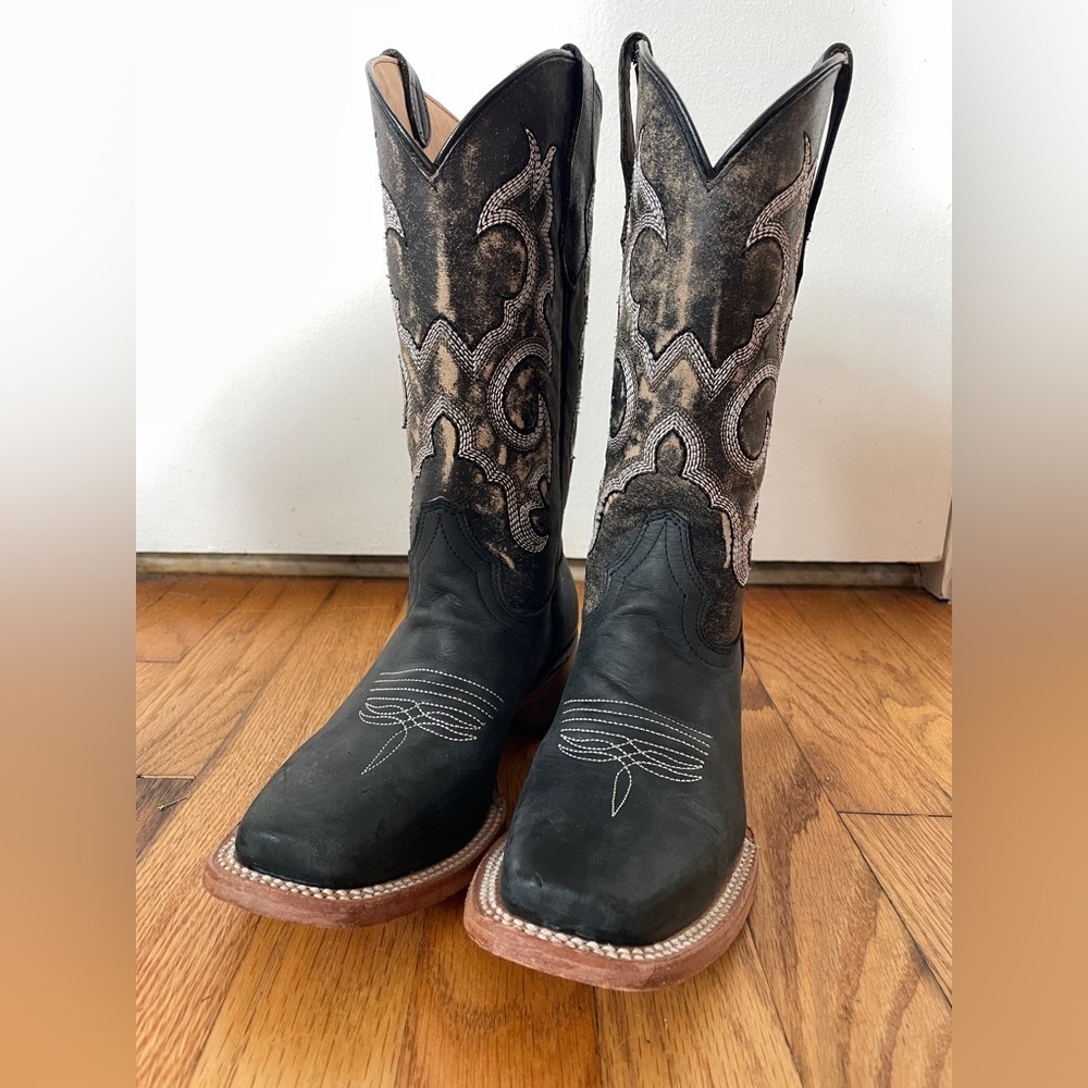 Circle G by Corral Kid's Black Leather Embroidered Cowboy Boot 4.5 - Picture 2 of 8